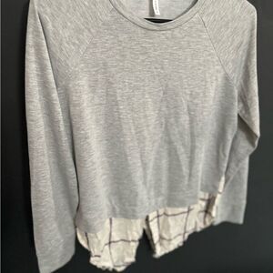 BCBGGeneration Grey Pullover Sweatshirt Plaid Shirt Undershirt Size S
